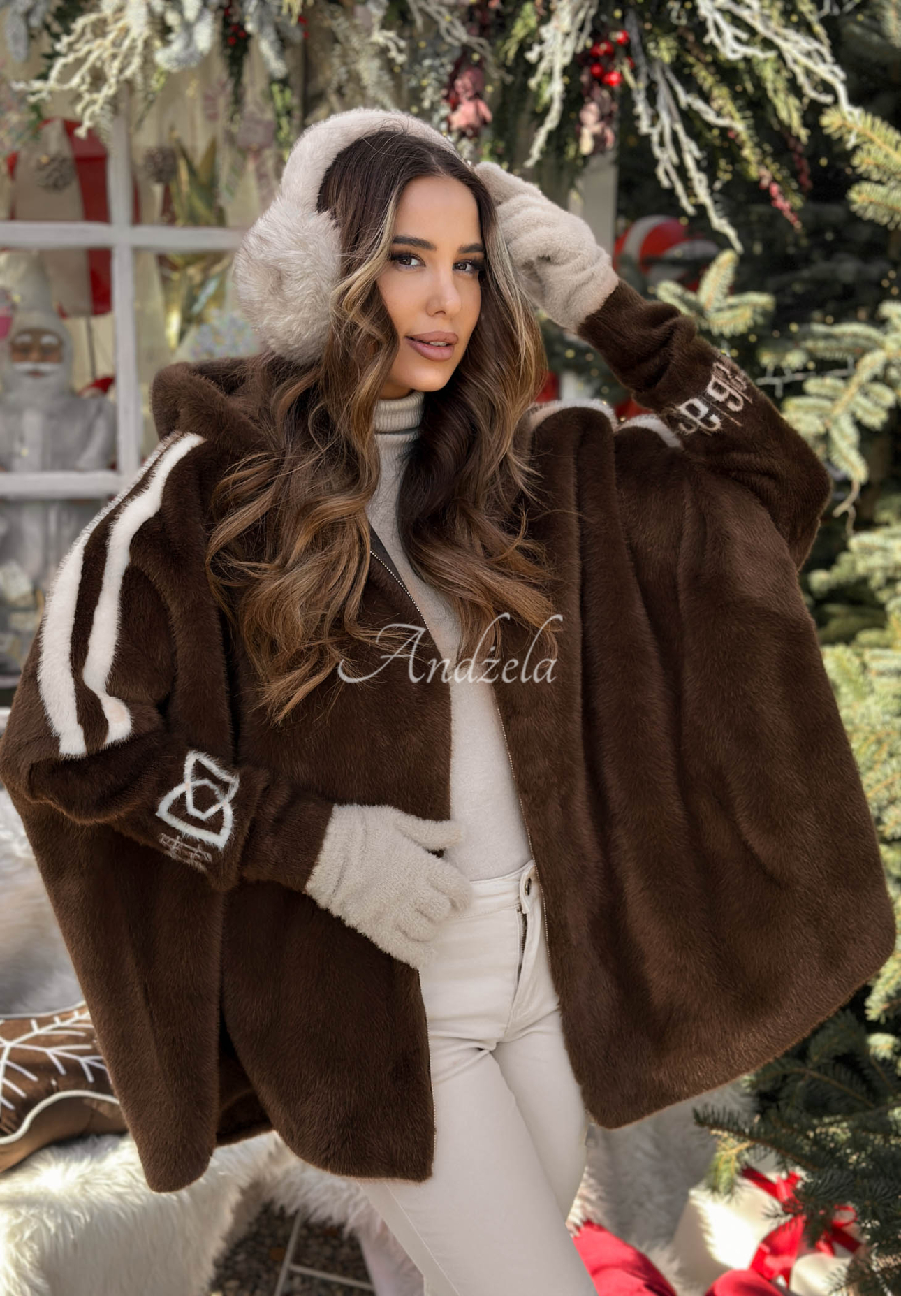 Vlnená bunda alpaka s angorou Choose Me First čokoládová II