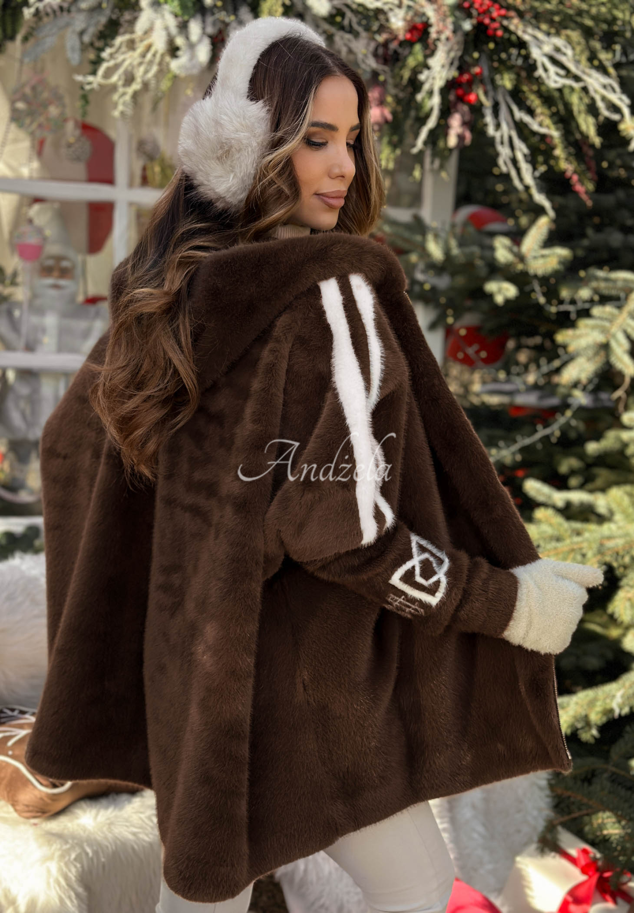 Vlnená bunda alpaka s angorou Choose Me First čokoládová II