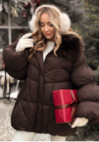 Prešívaná Bunda z futerkiem Cold Without You čokoládová