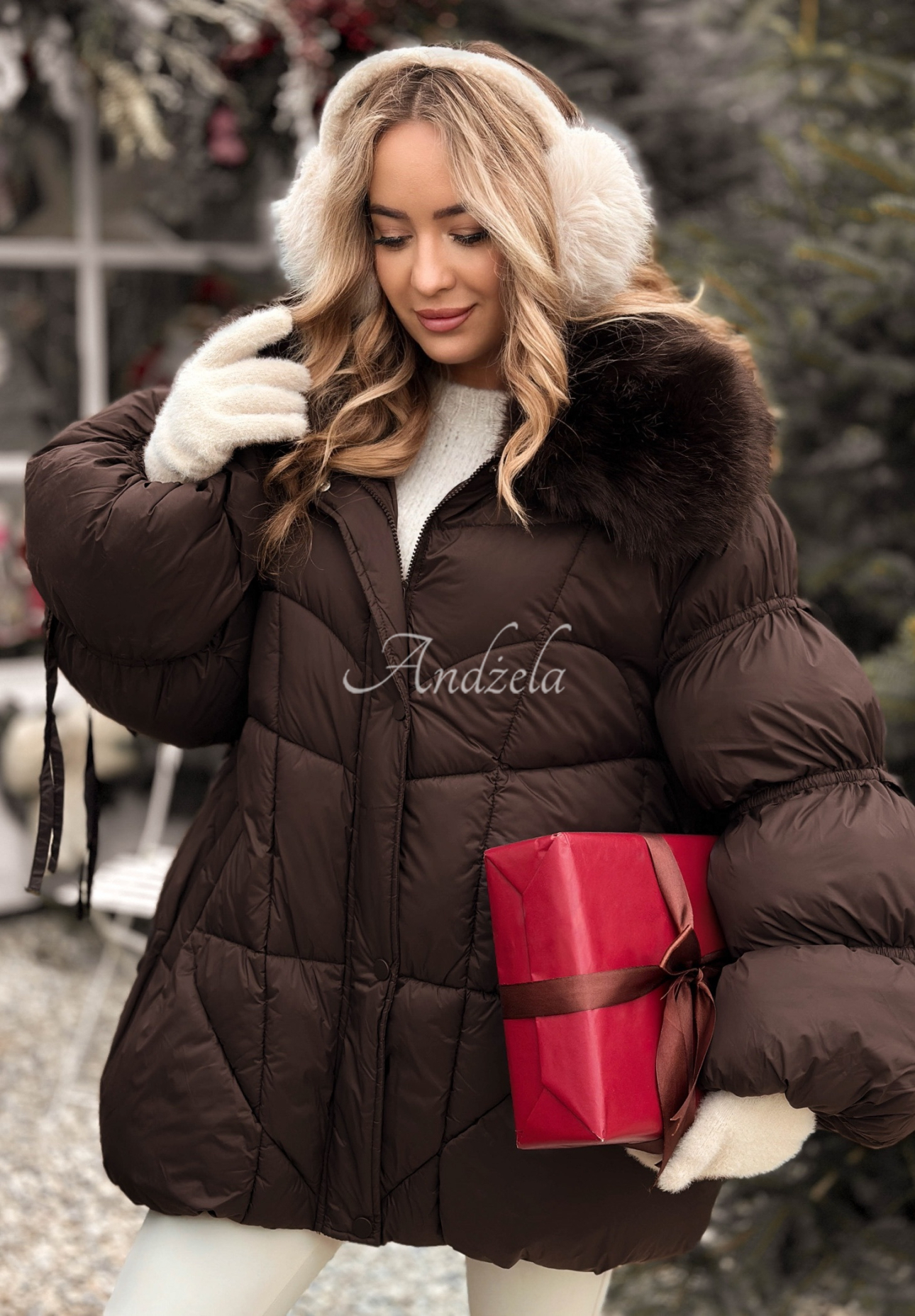 Prešívaná bunda s kožušinou Cold Without You čokoládová