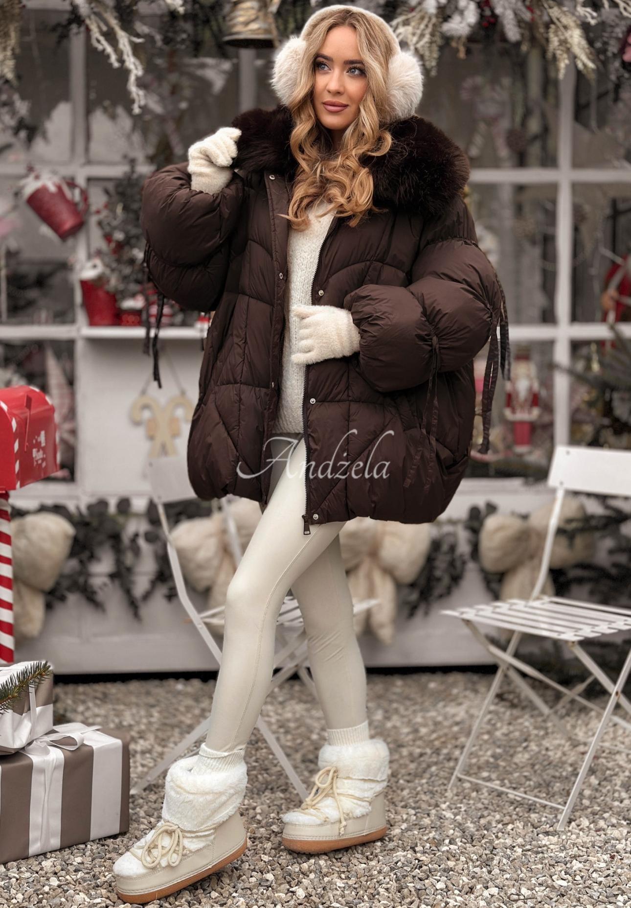 Prešívaná bunda s kožušinou Cold Without You čokoládová