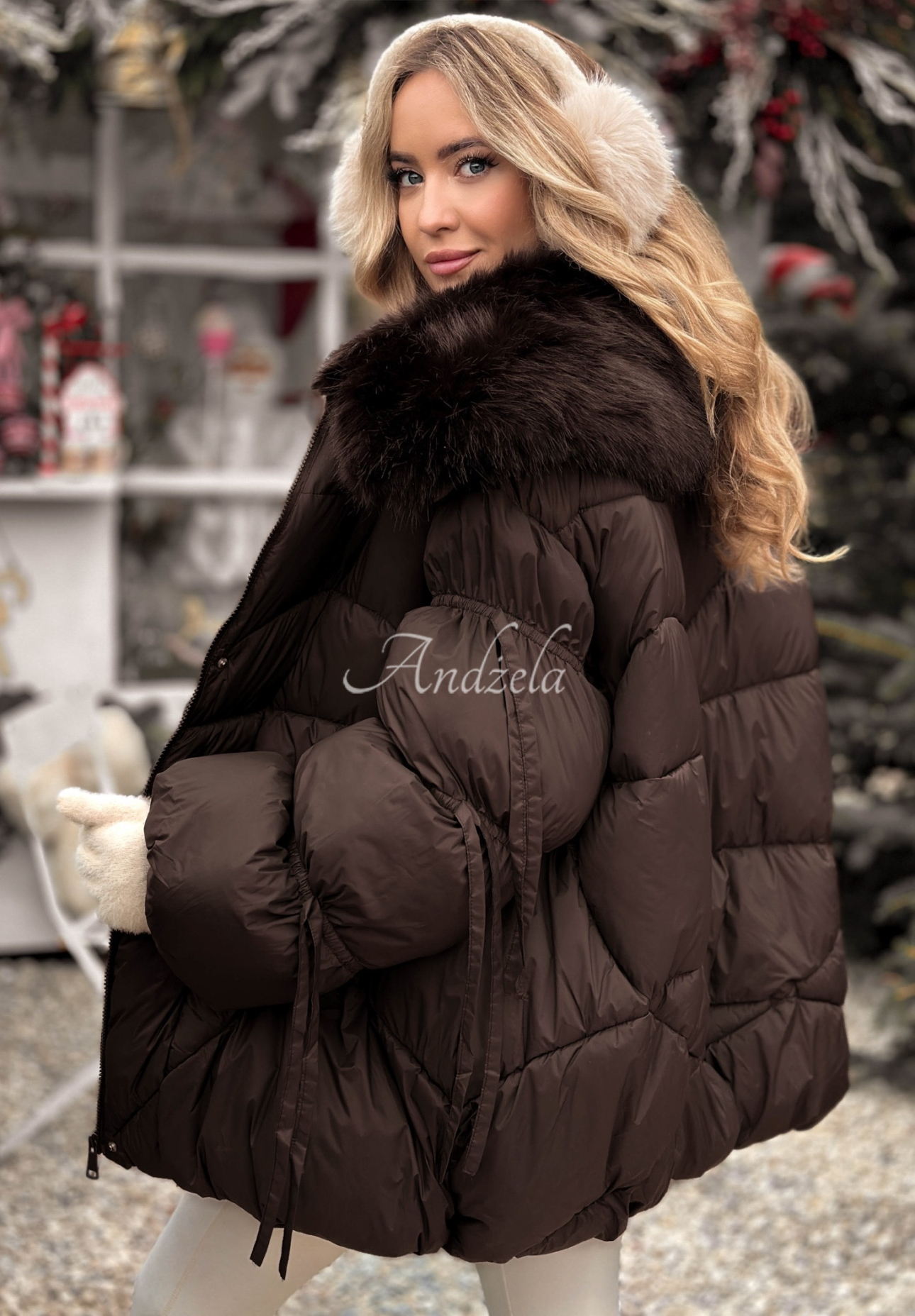 Prešívaná bunda s kožušinou Cold Without You čokoládová