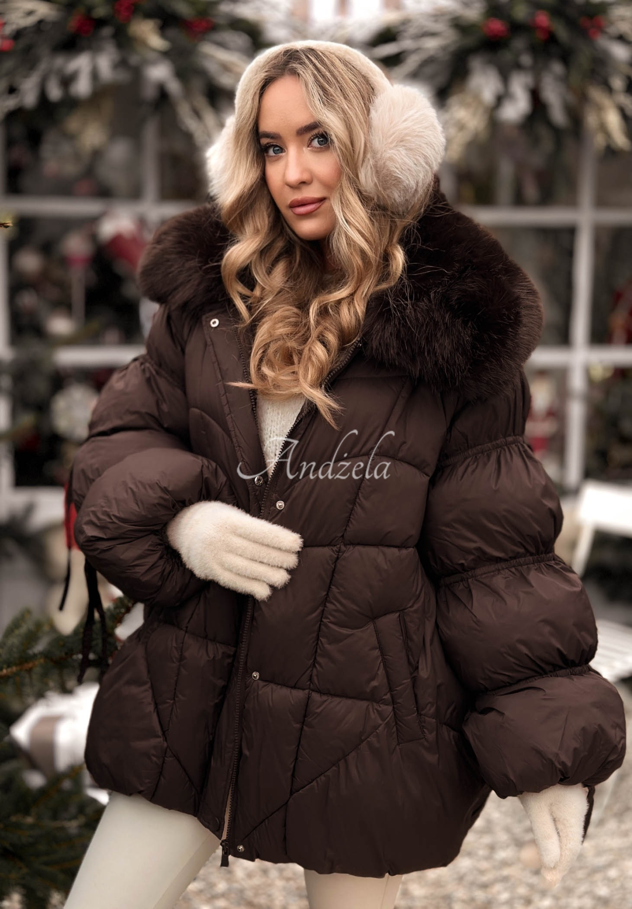 Prešívaná bunda s kožušinou Cold Without You čokoládová