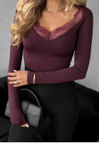 Blúzka longsleeve z koronką Miss In Me bordová