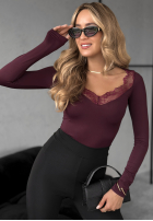 Blúzka longsleeve z koronką Miss In Me bordová
