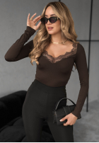 Blúzka longsleeve z koronką Miss In Me čokoládová