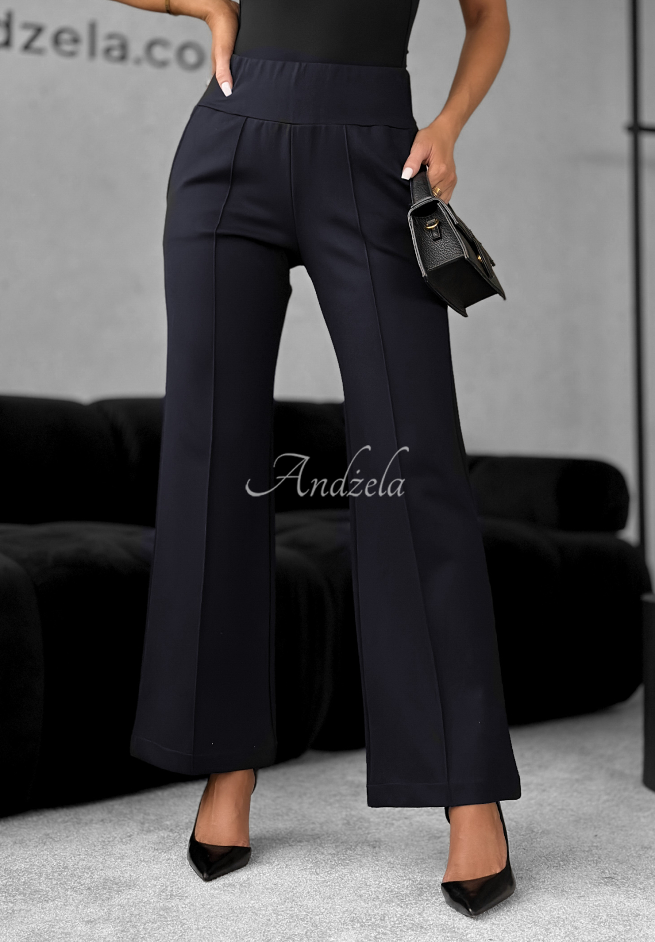 Látkové nohavice zvony Can't Ignore Me tmavomodré