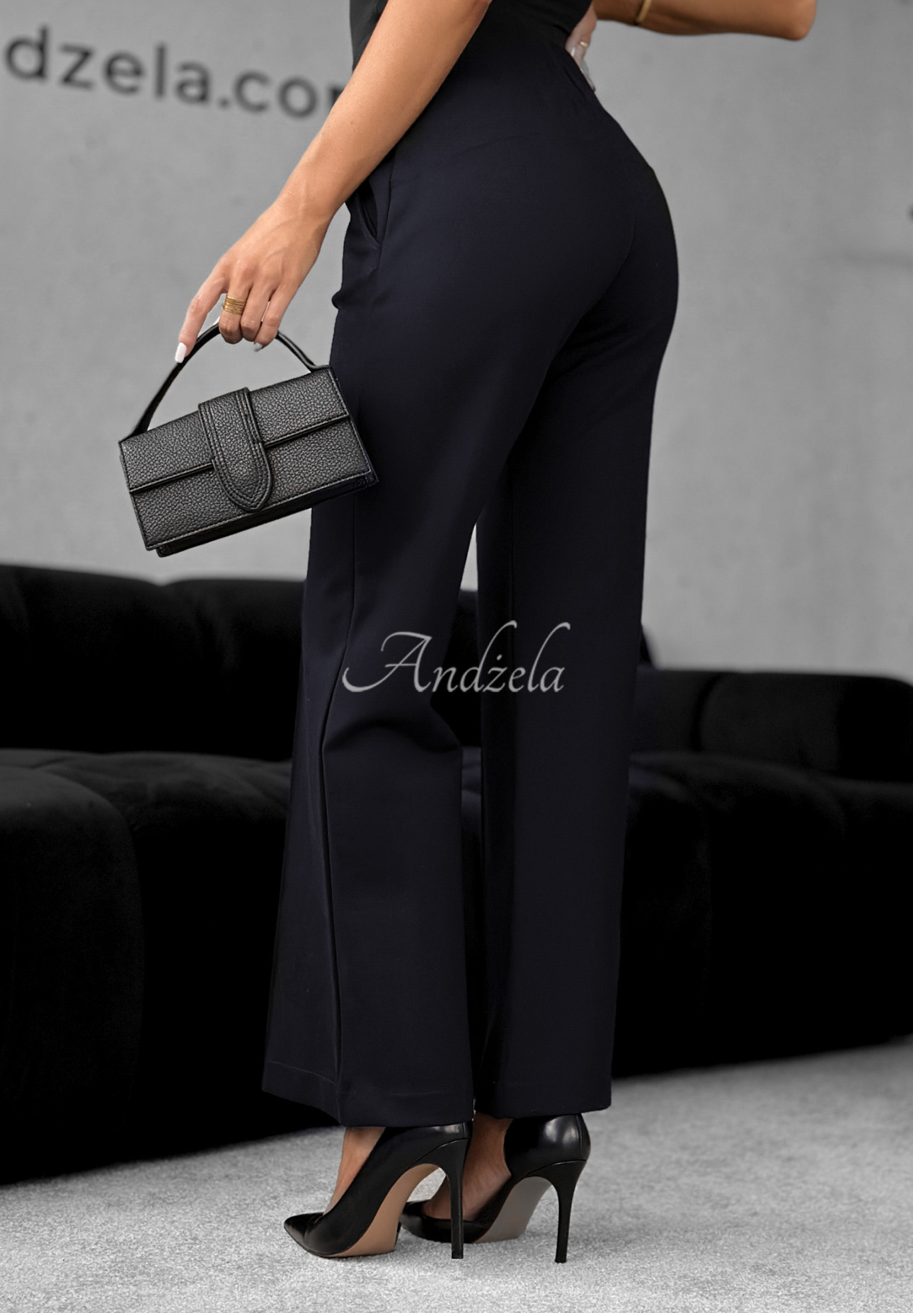 Látkové nohavice zvony Can&#039;t Ignore Me tmavomodré