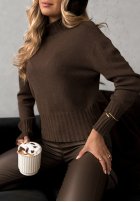 Krótki Sveter Single Snowflake čokoládový