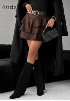 Zamszowa Sukňa mini z falbankami Girly Time čokoládová