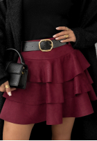 Zamszowa Sukňa mini z falbankami Girly Time bordová