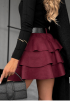 Zamszowa Sukňa mini z falbankami Girly Time bordová
