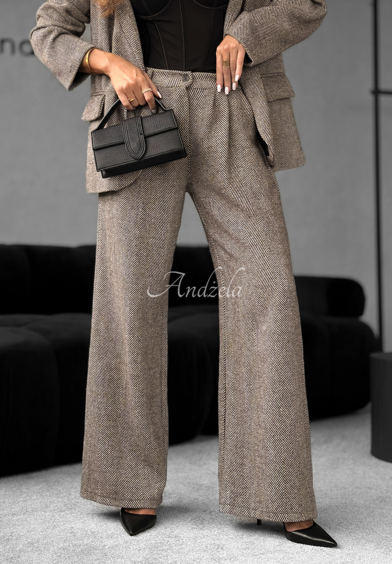 Elegantné nohavice wide leg Not Tonight béžové