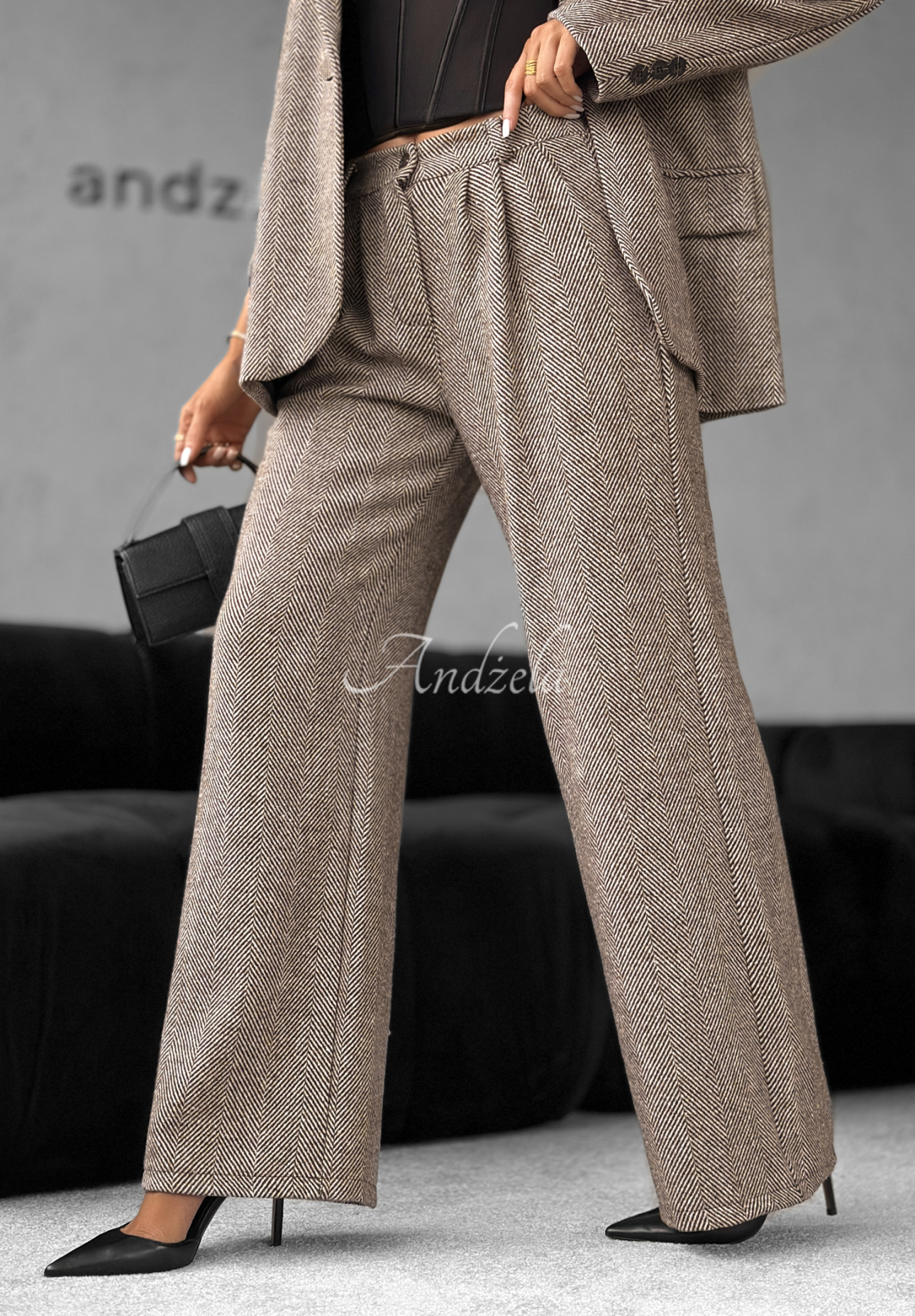 Elegantné nohavice wide leg Not Tonight béžové