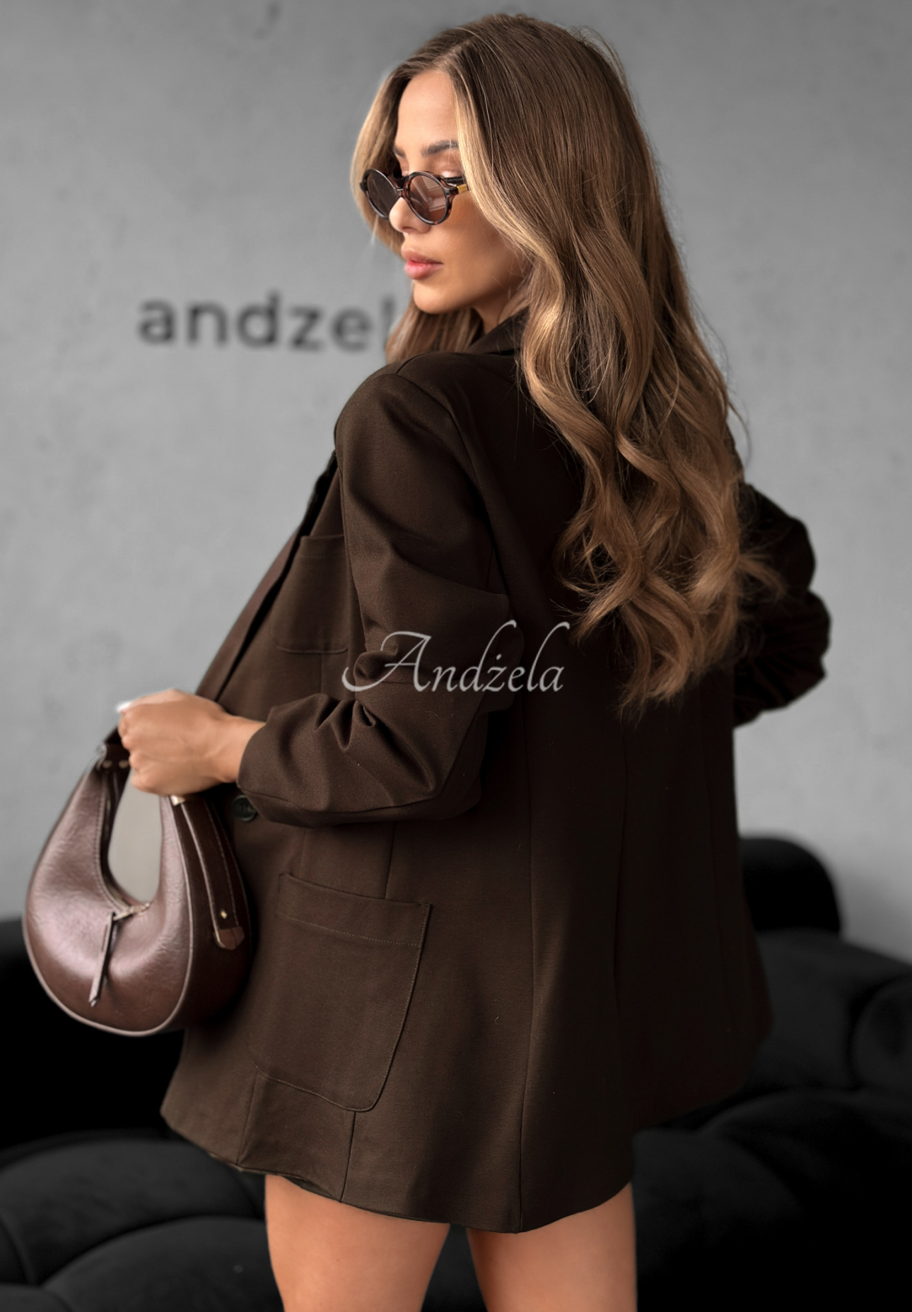 Viskózové sako dvojradové s gombíkmi Your Move čokoládová