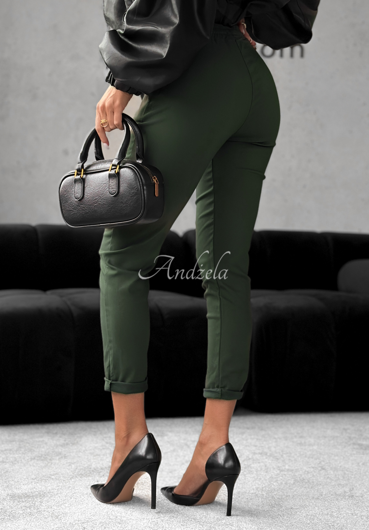 Nohavice Harwinton tmavé khaki