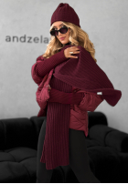 Rebrovaný Súprava Čiapka i szalik z kaszmirem Snow Dates bordová