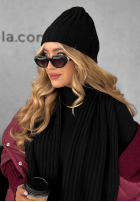 Rebrovaný Súprava Čiapka i szalik z kaszmirem Snow Dates čierne