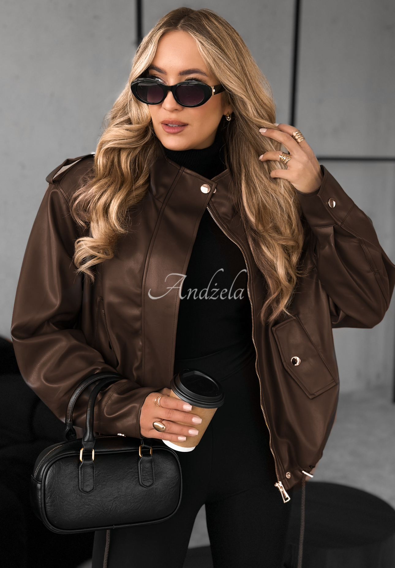 Koženková bunda Choosing Myself čokoládová