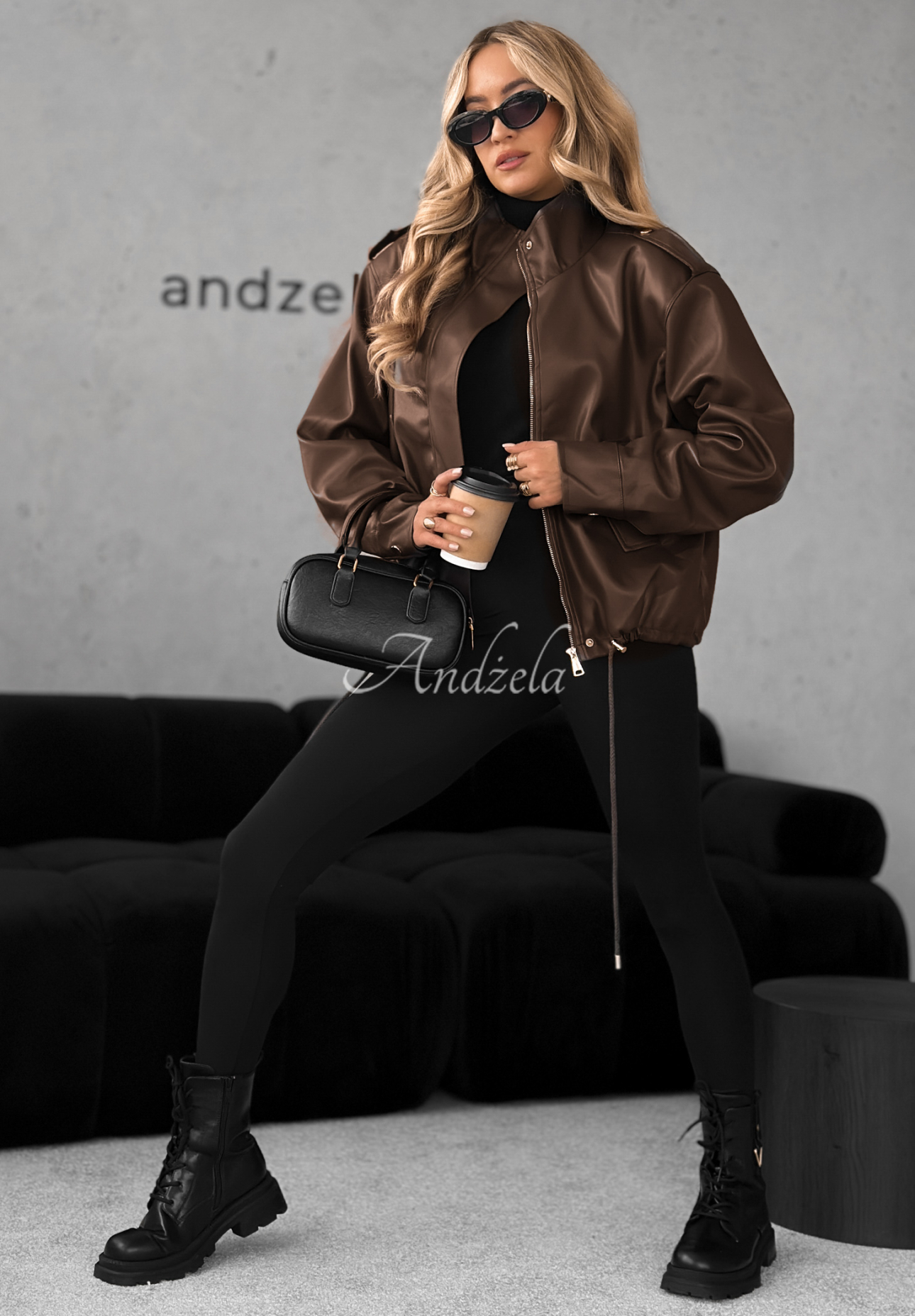 Koženková bunda Choosing Myself čokoládová