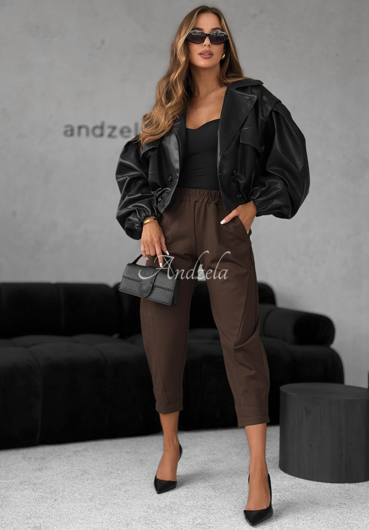 Viskózové nohavice banana It Was Real čokoládové