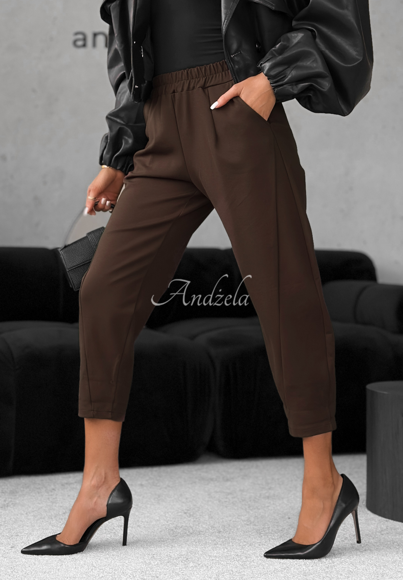 Viskózové nohavice banana It Was Real čokoládové