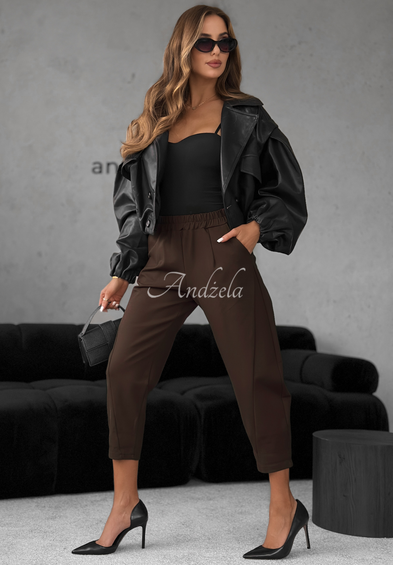 Viskózové nohavice banana It Was Real čokoládové