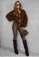 Krótki kardigan z bufkami Snow Hill čokoládový