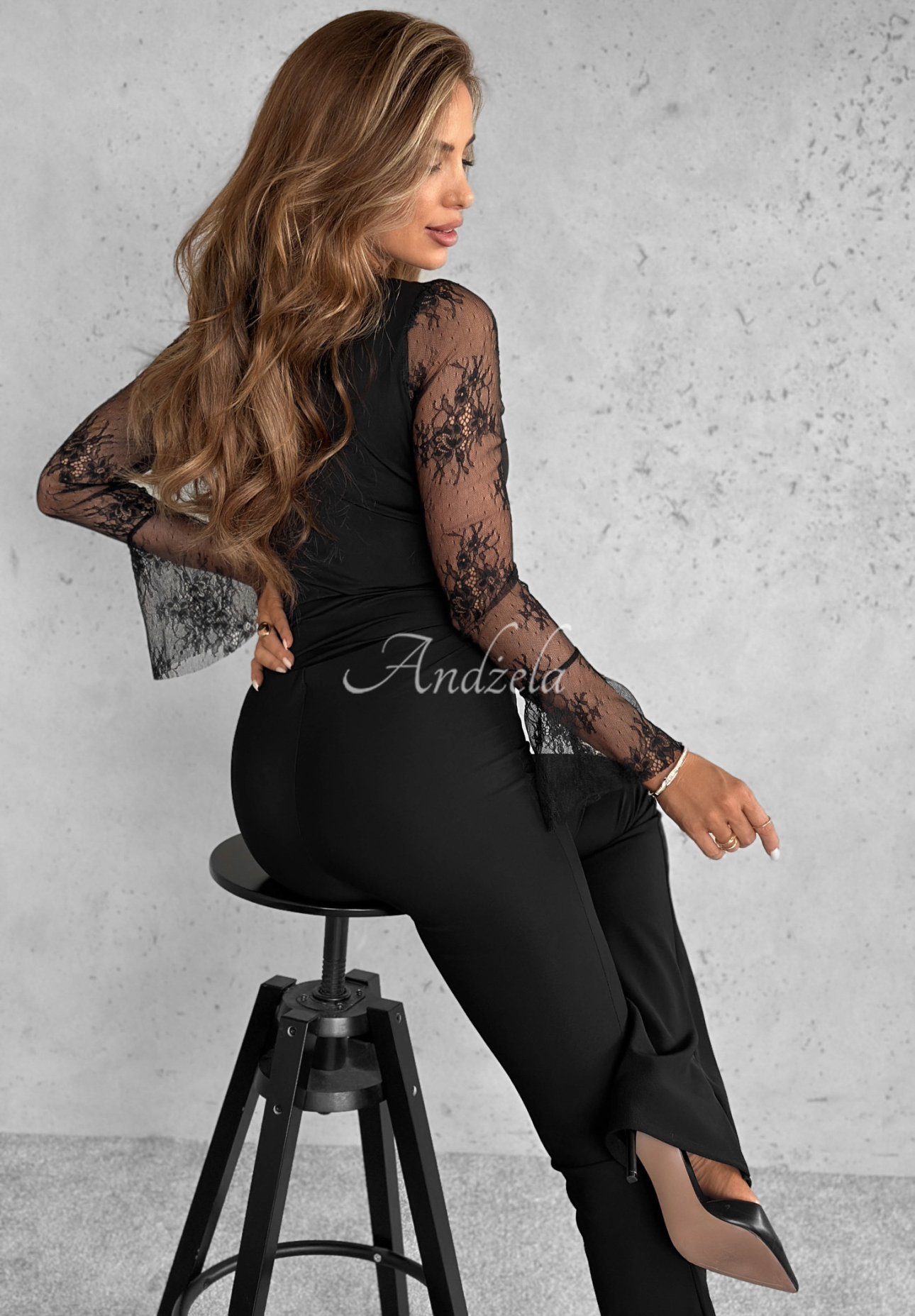 Body s čipkou Quit Talking čierne