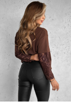 Tričko z koronkowymi rękawami The Only Thing čokoládová