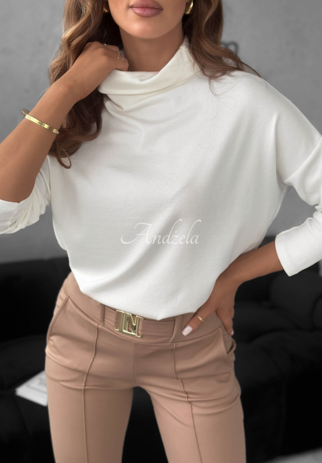 Blúzka s rolákom a viskózou All Time Base ecru