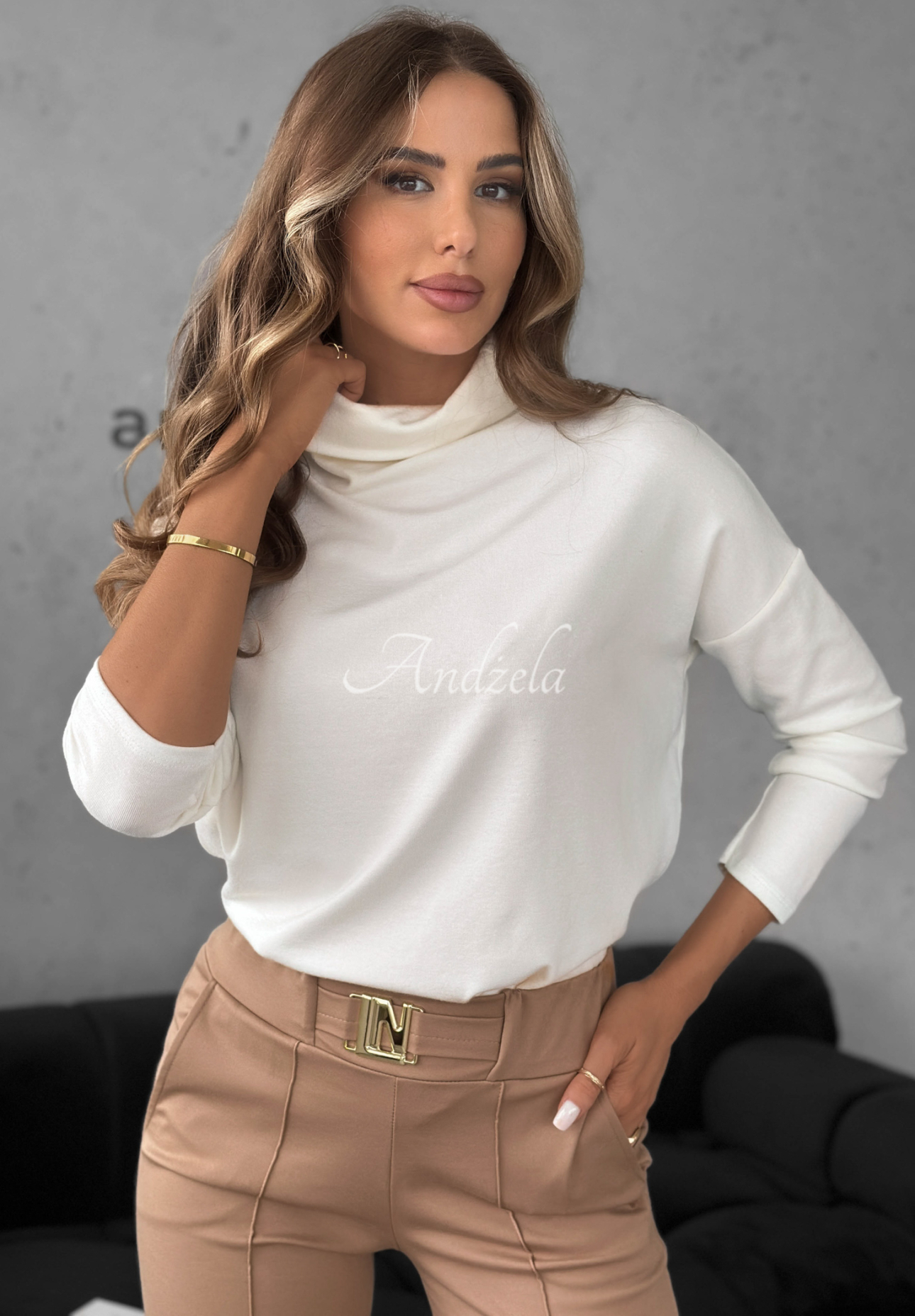 Blúzka s rolákom a viskózou All Time Base ecru