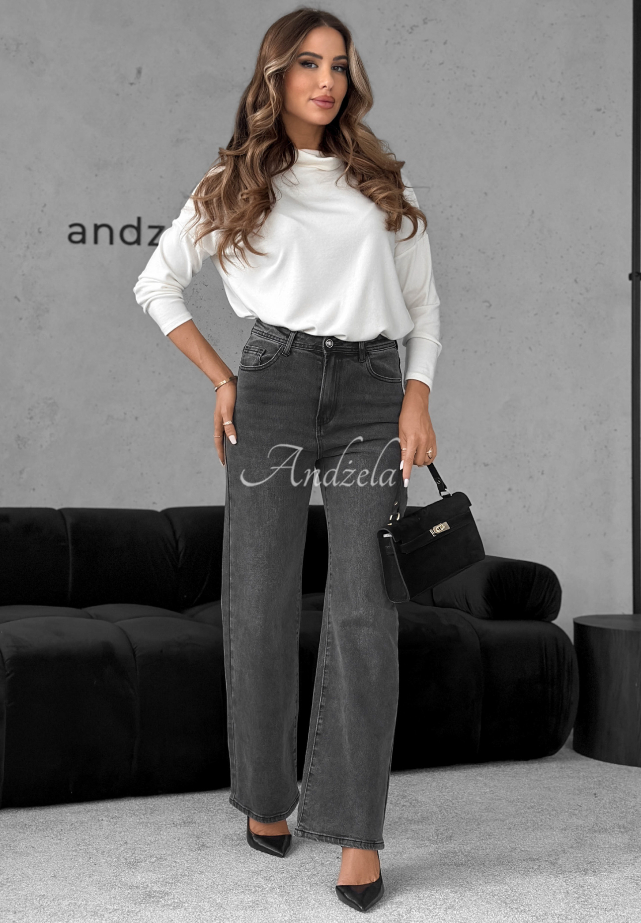 Džínsy straight Make It Real tmavošedé