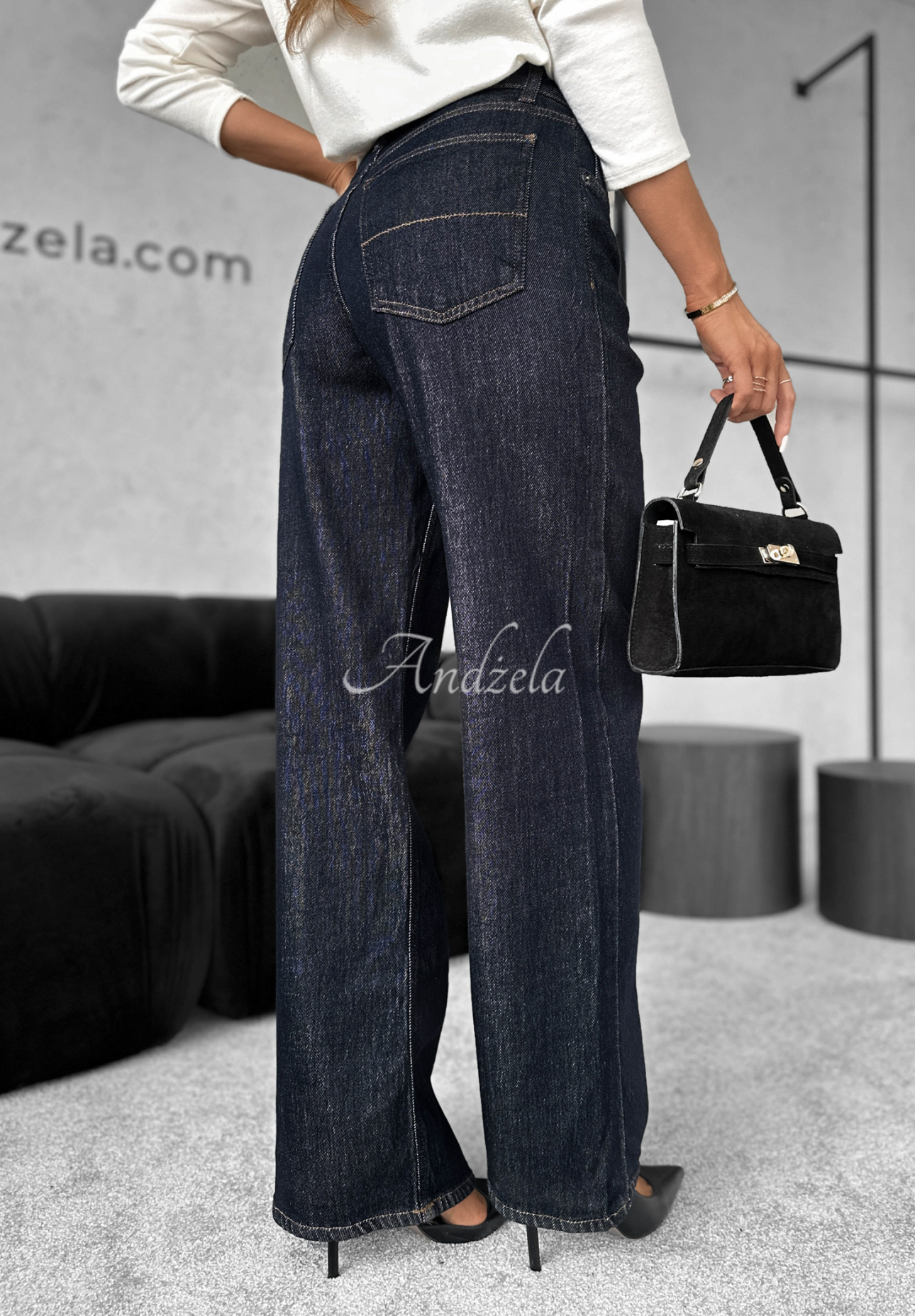 Široké džínsy Red Flag tmavomodré