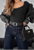 Nohavice džínosové wide leg z paskiem Still Learning tmavomodré