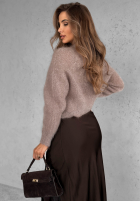 Satynowa Sukňa  midi z koronką Hot Topic čokoládová