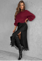 Satynowa Sukňa  midi z koronką Hot Topic čierna