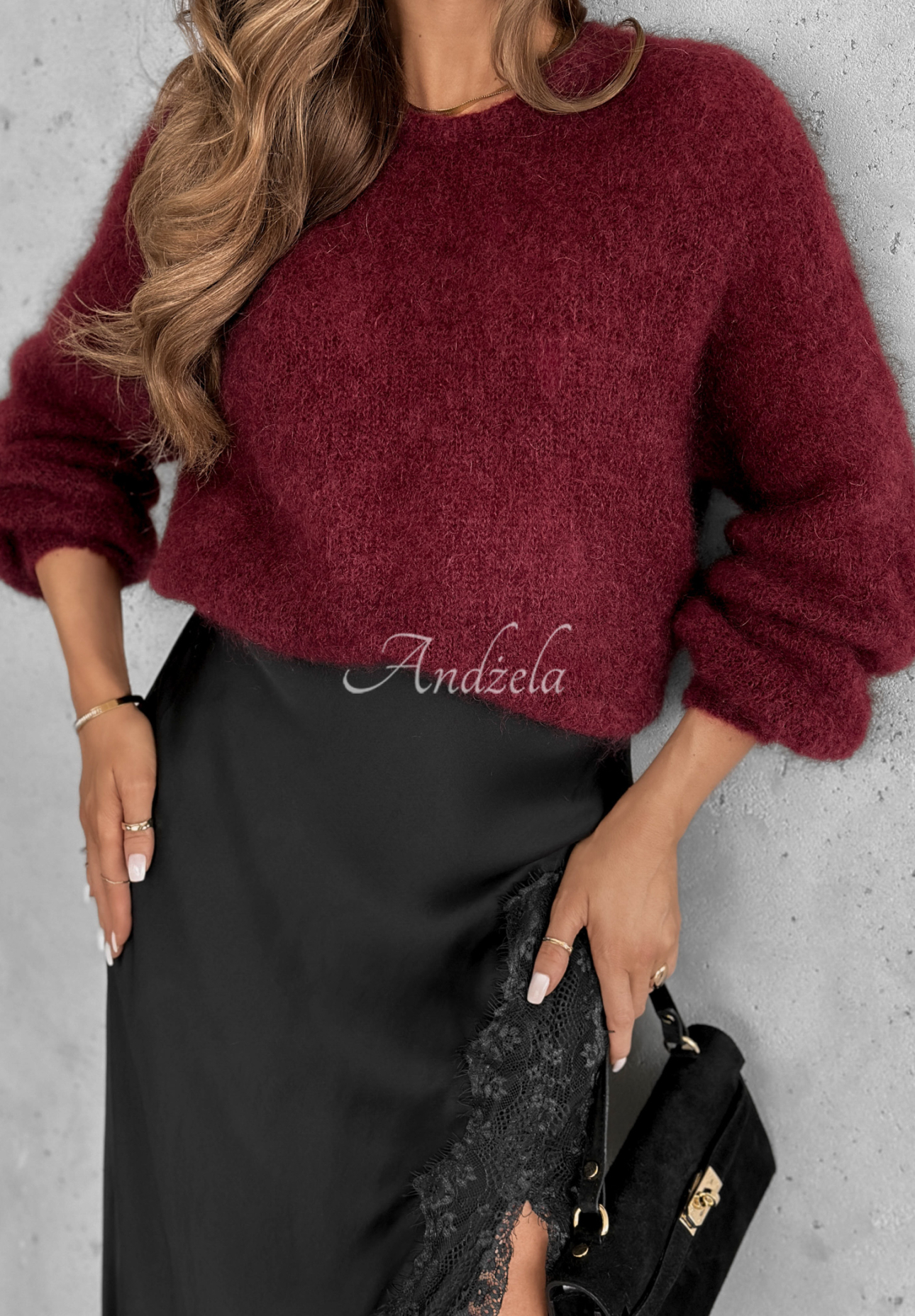 Mohérový sveter Warm Hug bordová