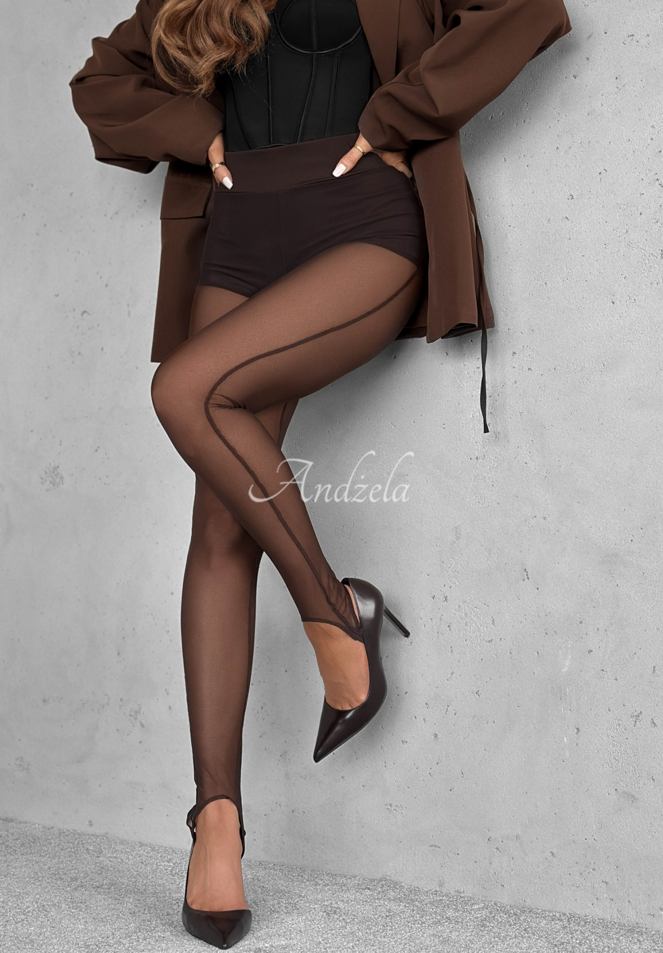 Viskózové legíny zo sieťoviny so zosilnenou pätou What A Night čokoládové