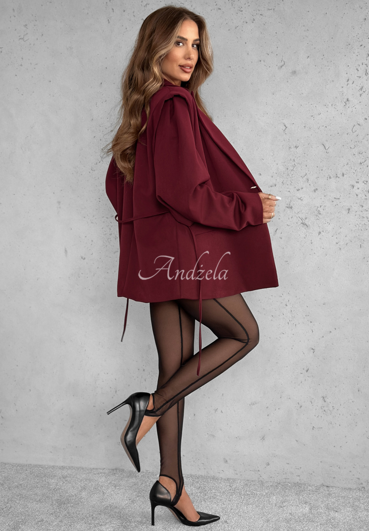 Sako s opaskom Alone Again bordová