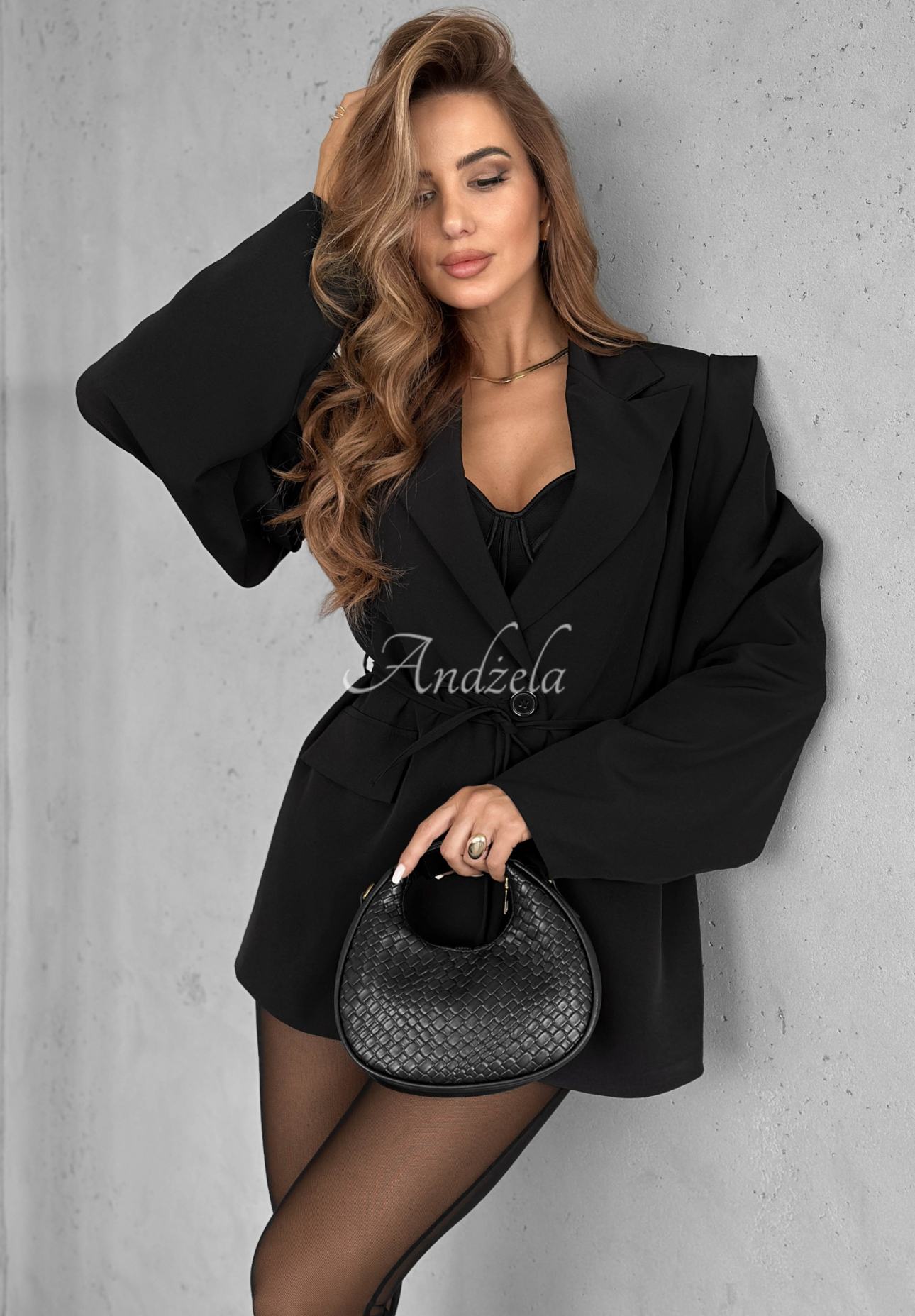 Sako s opaskom Alone Again čierna