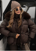 Prešívaná Bunda s kapucňou i futerkiem Little Snowman čokoládová