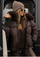 Prešívaná Bunda s kapucňou i futerkiem Little Snowman čokoládová