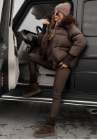 Prešívaná Bunda s kapucňou i futerkiem Little Snowman čokoládová