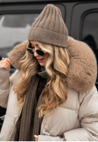 Prešívaná Bunda s kapucňou i futerkiem Little Snowman béžová