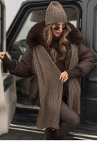 Rebrovaný Súprava Čiapka i szalik z kaszmirem Snow Dates béžový