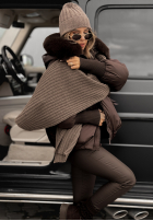 Rebrovaný Súprava Čiapka i szalik z kaszmirem Snow Dates béžový