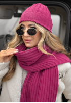 Rebrovaný Súprava Čiapka i szalik z kaszmirem Snow Dates fuchsiový