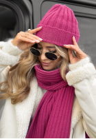 Rebrovaný Súprava Čiapka i szalik z kaszmirem Snow Dates fuchsiový