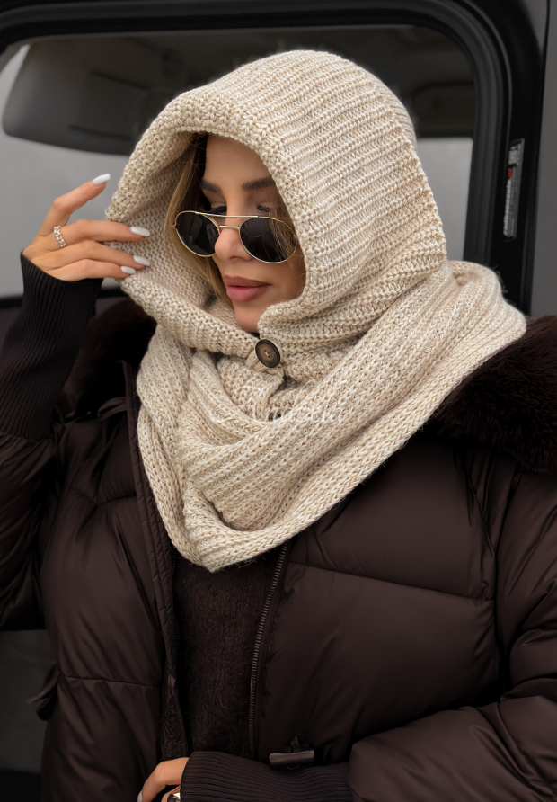 &Scaron;&aacute;l n&aacute;krčn&iacute;k s kapucňou balaclava Shade Of Winter svetlob&eacute;žov&yacute;